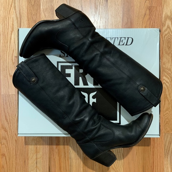 Frye Shoes - Frye Melissa Two-button Black Leather Boots (EUC)